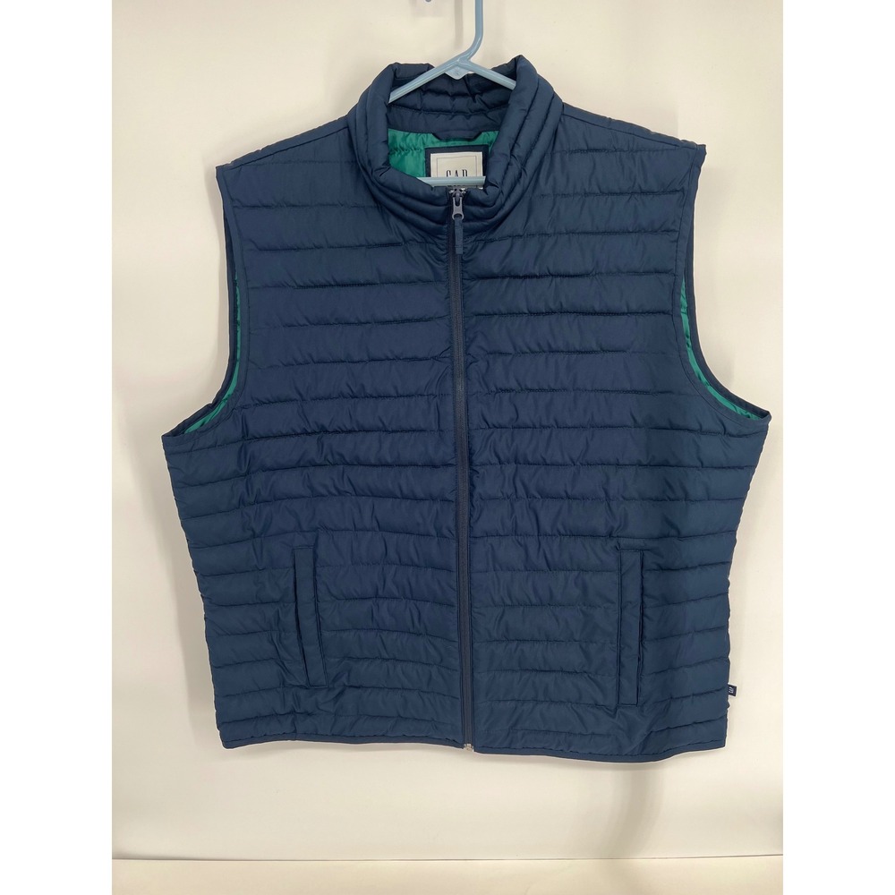 Gap ColdControl Mens XXL Navy Blue Quilted‎ Puffer Vest Water Resistant Full Zip
